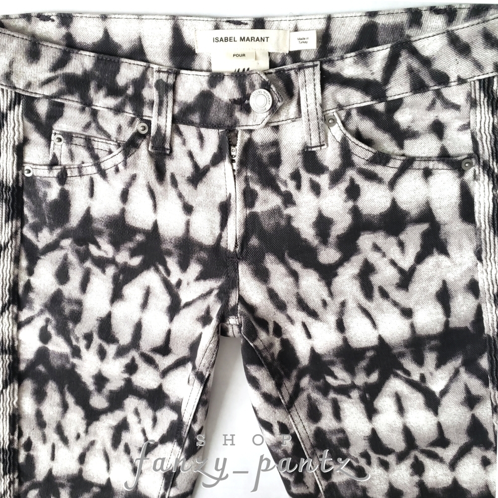 ISABEL Marant x H&M Skinny Moto Jeans Tie Dye NWOT - Picture 9 of 11
